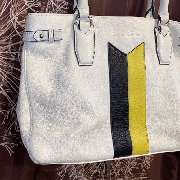 AIMEE KESTENBERG Purse Bag Handbag Leather Satchel white yellow black - Picture 2 of 14
